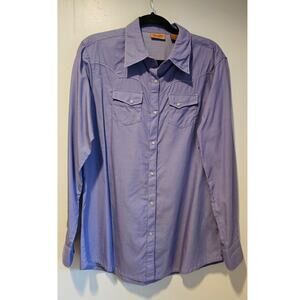 Wrangler Pearl Snap Button Long Sleeve Western Shirt White Stitching, NWOT, Sz L